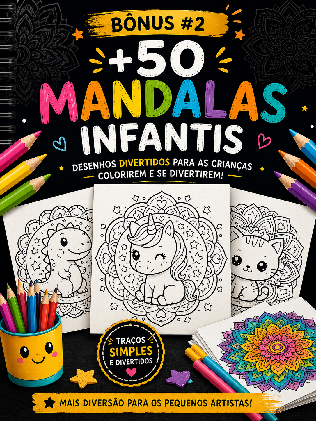 Capa do bônus +50 Mandalas Infantis