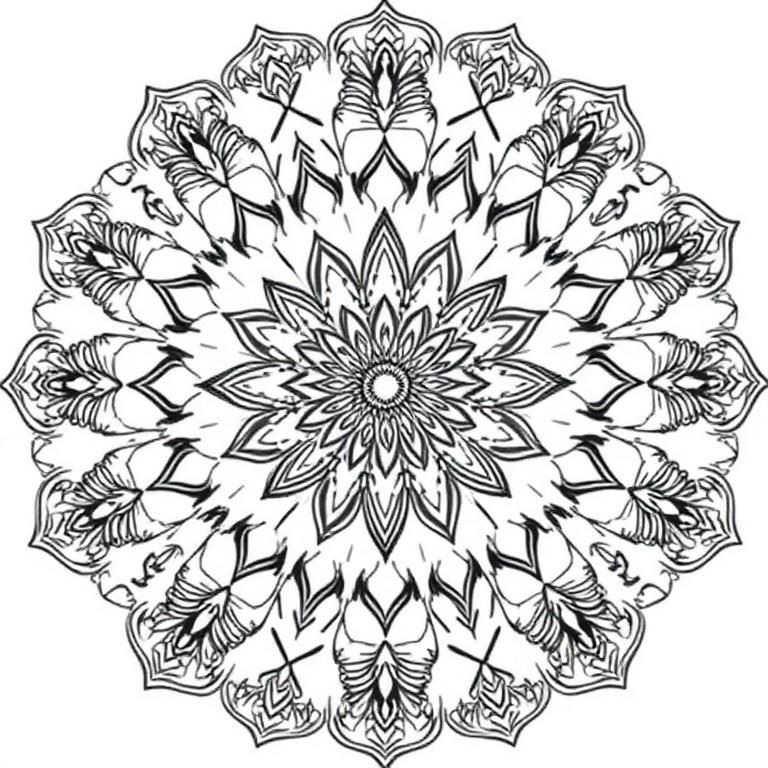 Mandala floral simétrica para colorir