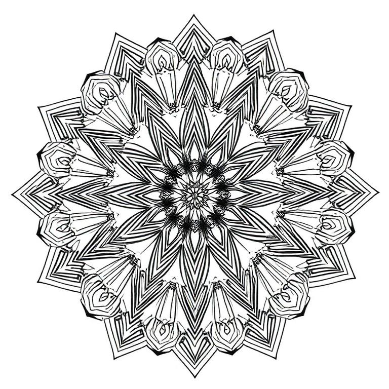 Mandala geométrica em estrela para colorir